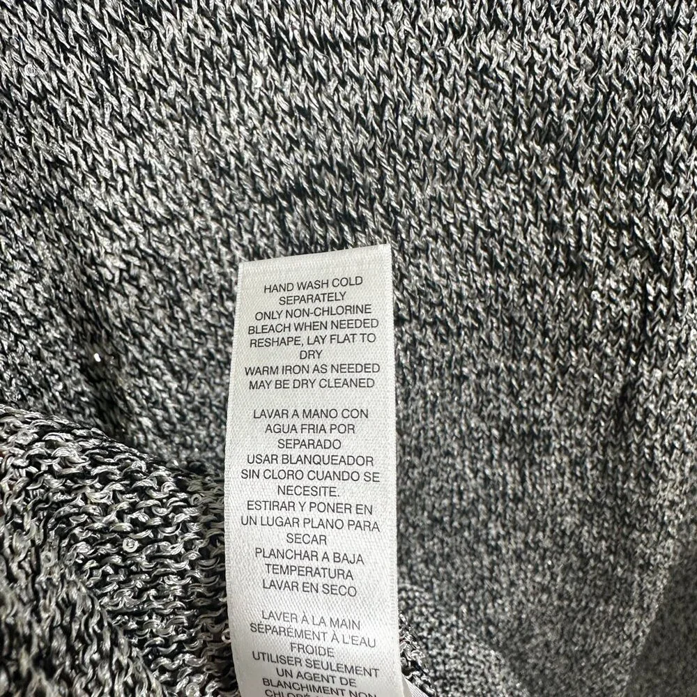 Chico’s Silver Sequin Knit Sweater Top Short Sleeve Party Holiday Women’s 0 XS/S - Picture 7 of 7